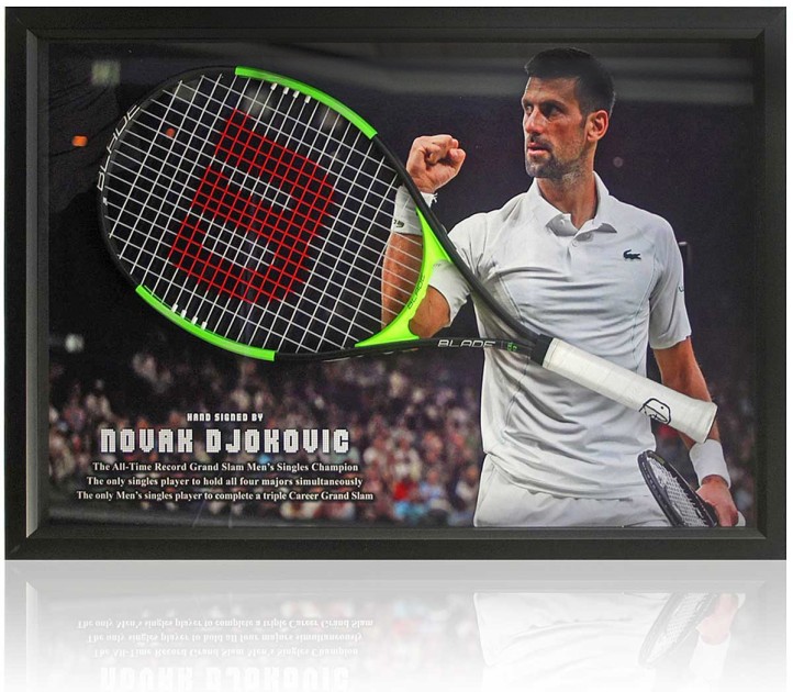 Novak Djokovic Signed Tennis Racket Presentation