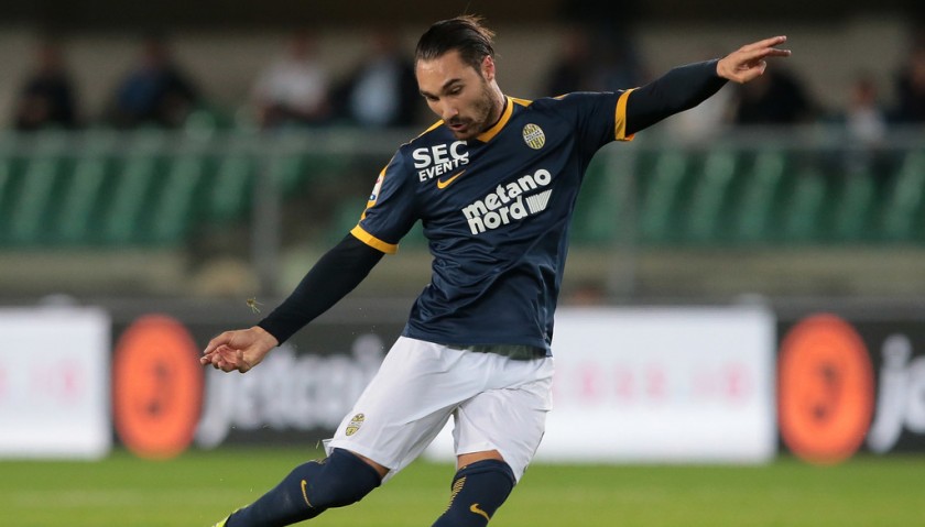 Fossati's Match-Worn 2018 Hellas-Chievo Shirt with "Ciao Davide" Patch