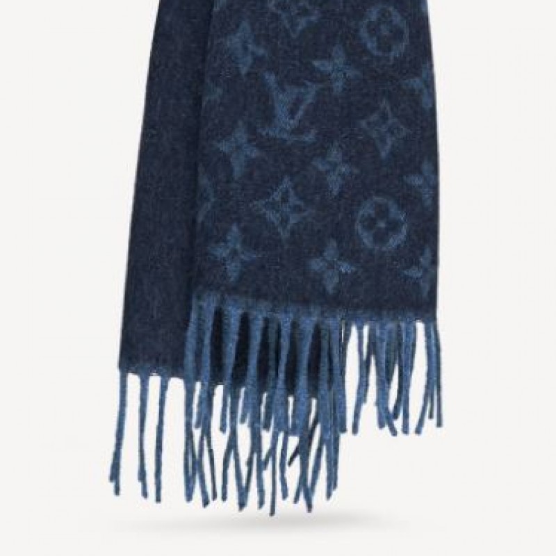 Louis Vuitton Grey/Blue Gradient Wool Monogram Telling Stole Louis Vuitton