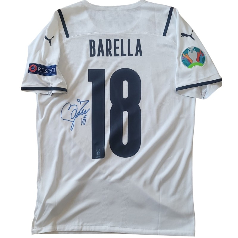 Barella's Belgium vs Italy Signed Issued Shirt, EURO 2020