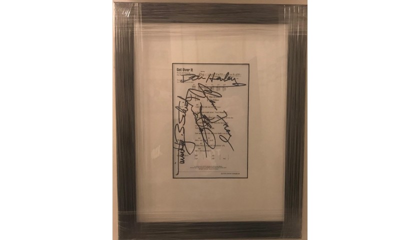 The Eagles Signed and Framed 'Get Over It' Lyrics Sheet