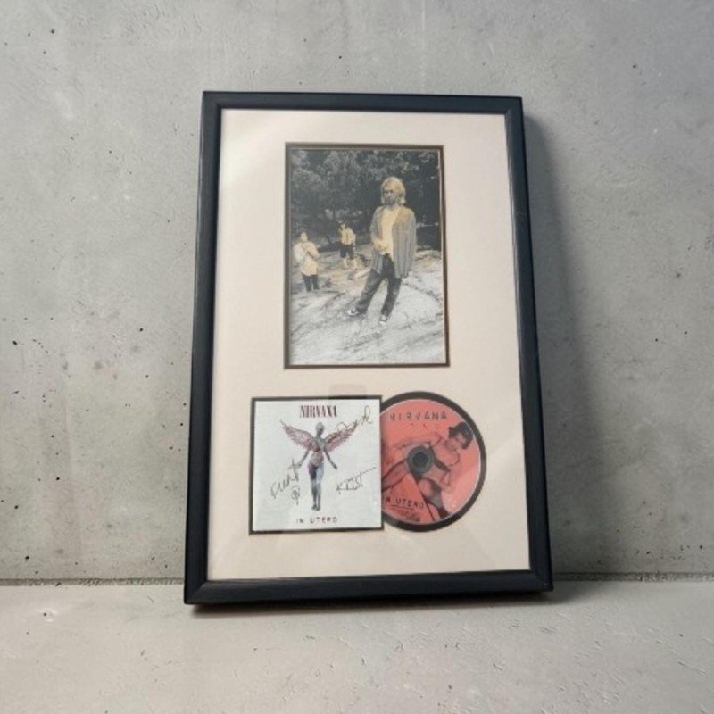 Nirvana Signed and Framed In Utero Vinyl Display