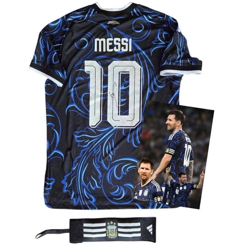 Maglia Gara Autografata Messi Argentina vs Zambia, 2026 + Fascia Capitano 