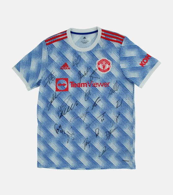 Manchester United 2021/22 Squad Signed Away Shirt