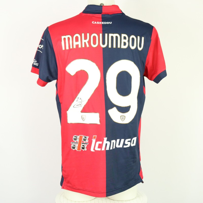 Makoumbou's Unwashed Signed Shirt, Cagliari vs Hellas Verona 2024 "Keep Racism Out"