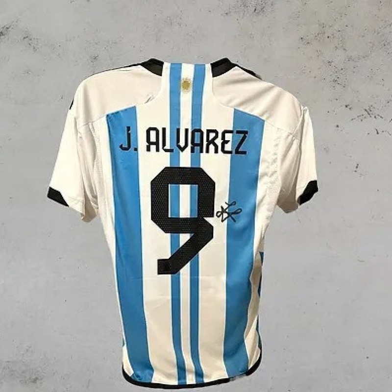 Julian Alvarez's Argentina 2022 World Cup Signed and Framed Shirt