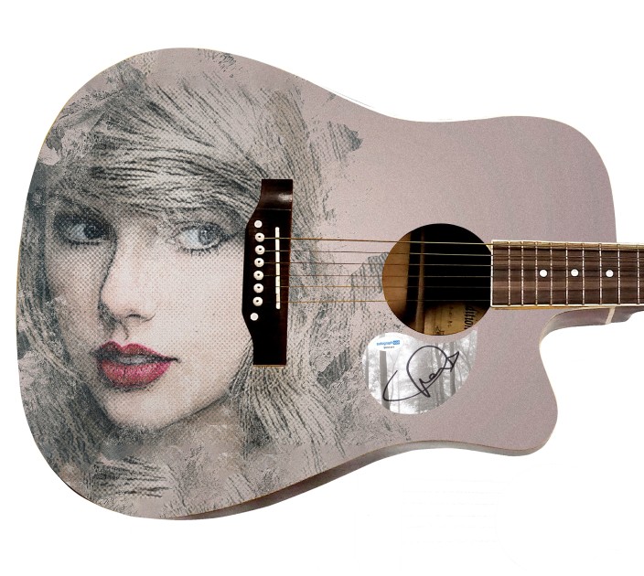 Chitarra grafica acustica personalizzata "Stand Up" firmata da Taylor Swift