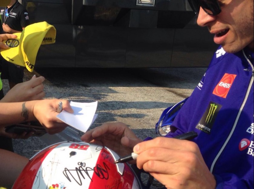 Official Simoncelli helmet replica, signed by Moto GP pilots