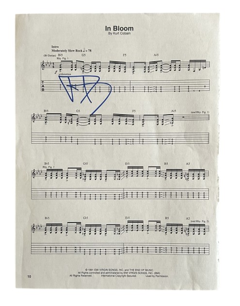 Dave Grohl Signed In Bloom Sheet Music