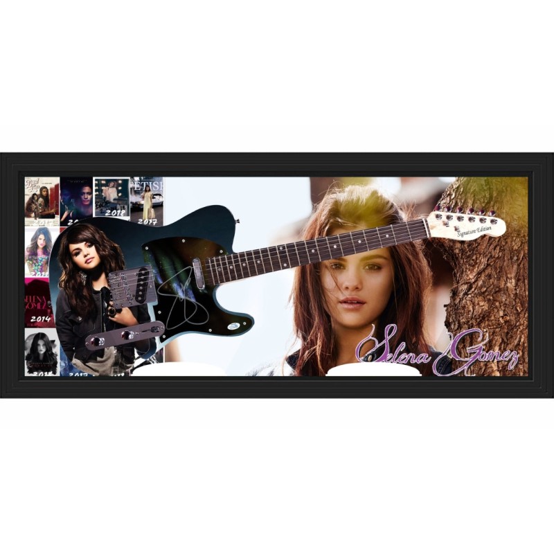 Selena Gomez Signed Custom Graphics Guitar Display