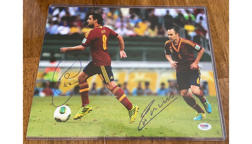 Xavi and Iniesta Signed Photo