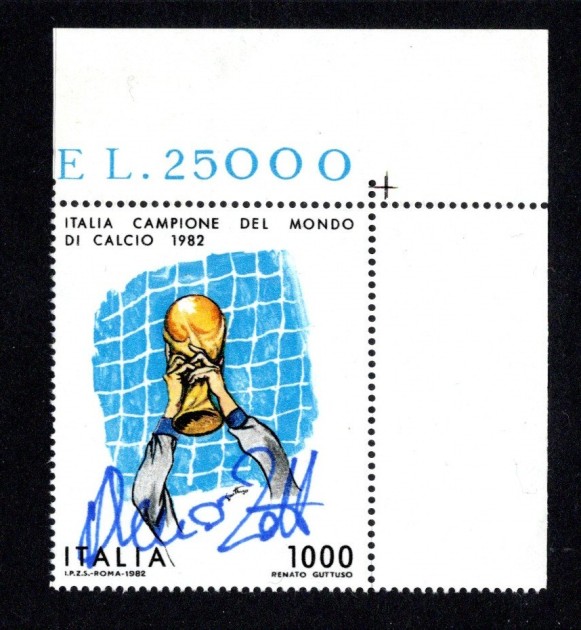 1,000 Lire 1982 Fifa World Cup - Stamp Signed by Dino Zoff