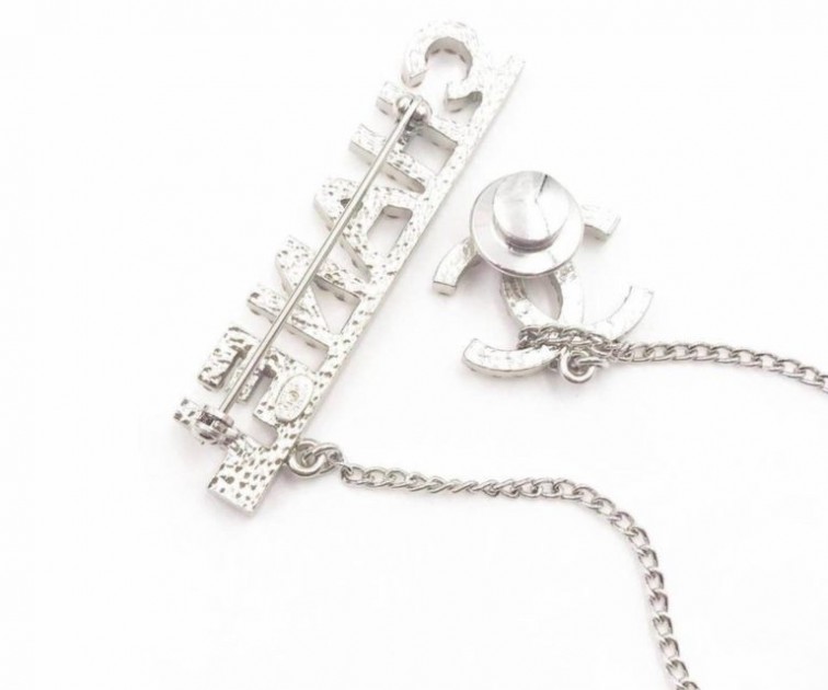 Chanel Silver CC Chain Pin Brooch - CharityStars