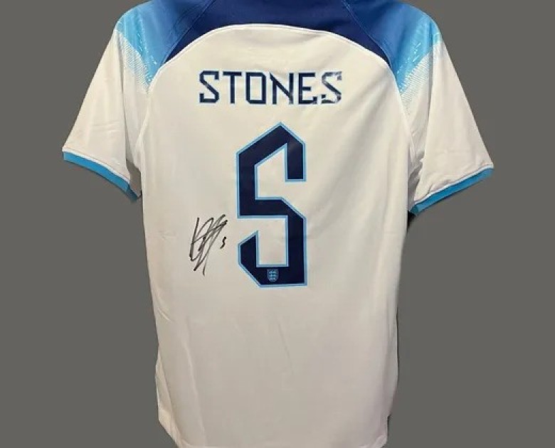 Maglia ufficiale John Stones Inghilterra, 2022/23 - Autografata