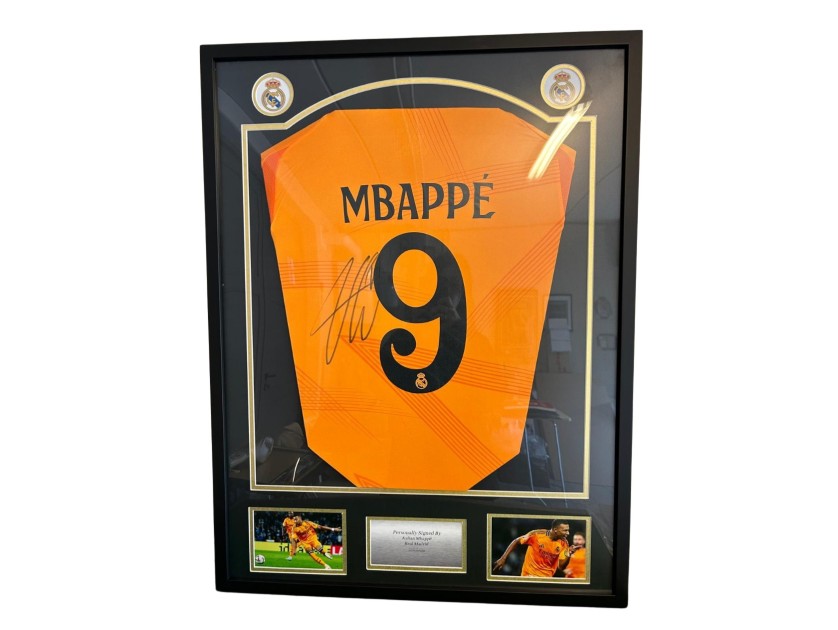 Maglia Mbappe Real Madrid, 2024/25 - Autografata e Incorniciata