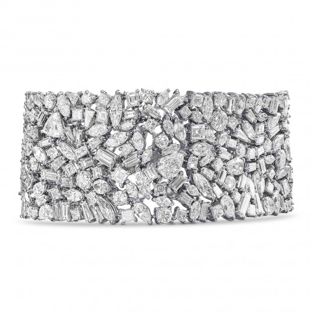 50.34 Carat D-G VS Diamond Multi Row Statement 18K White Gold Bracelet