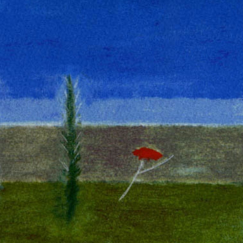 "Tree and Poppy Montecastelli" Painting by Craigie Aitchison RSA CBE