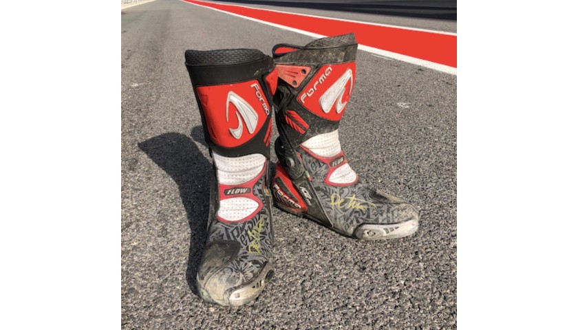 Signed Danilo Petrucci Boots from the Jerez Races