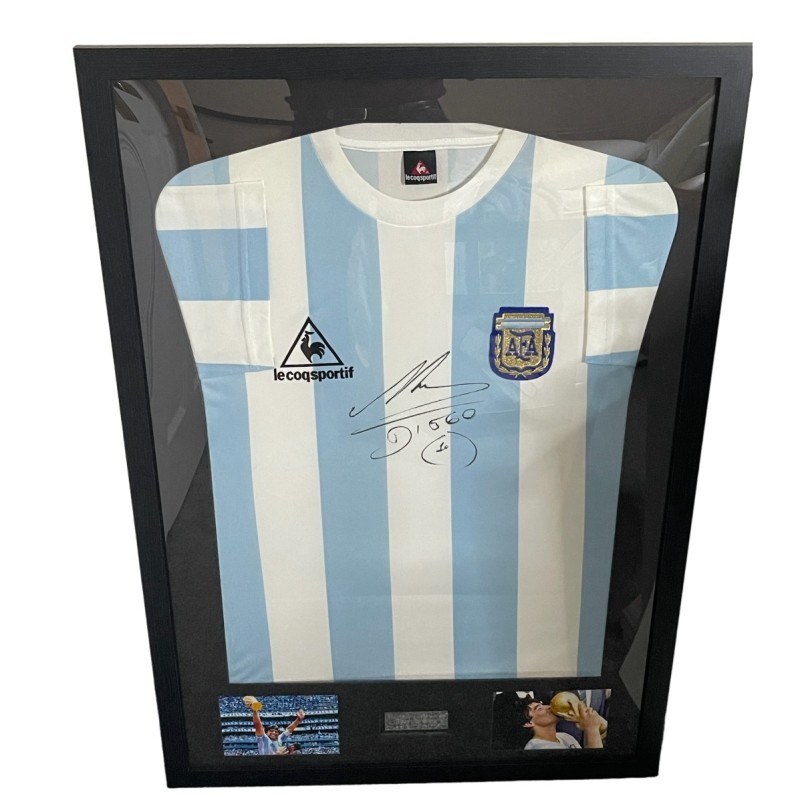 Framed Maradona Argentina Signed Shirt