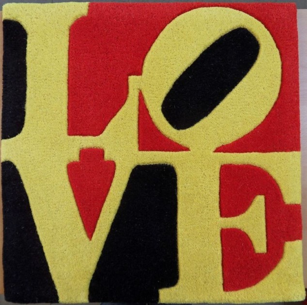 'Liebe Love' Art Wool Rug by Robert Indiana
