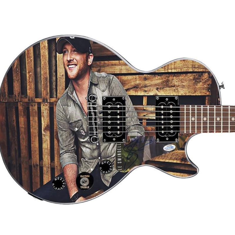 Cole Swindell Signed Pickguard on a Custom Epiphone Les Paul Guitar