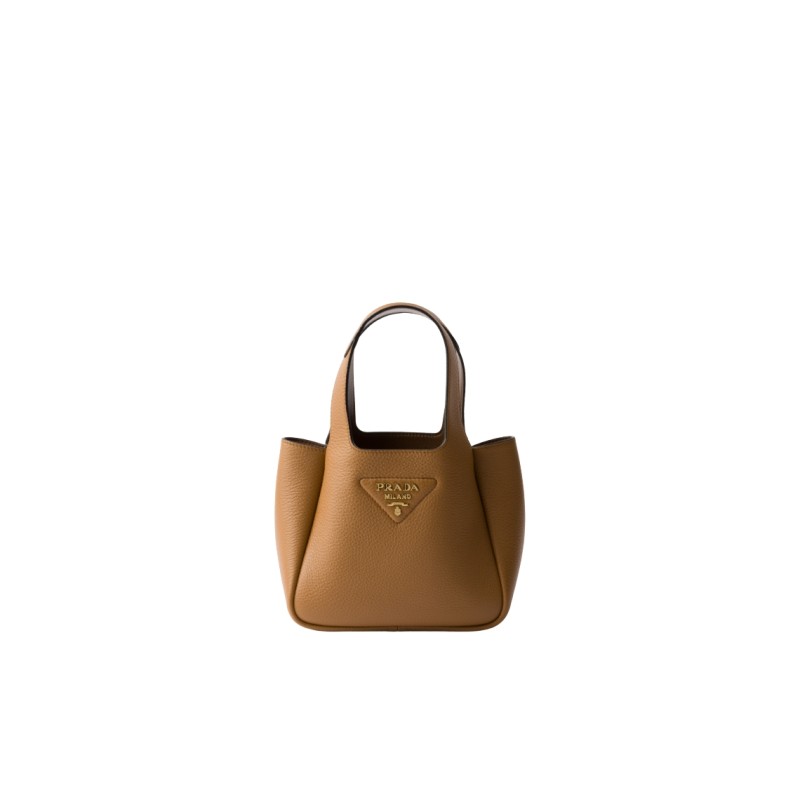 PRADA Borsa a mano in pelle color caramel