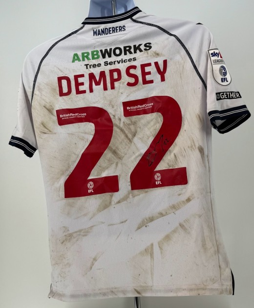 La maglia firmata di Kyle Dempsey del Bolton Wanderers indossata durante la partita