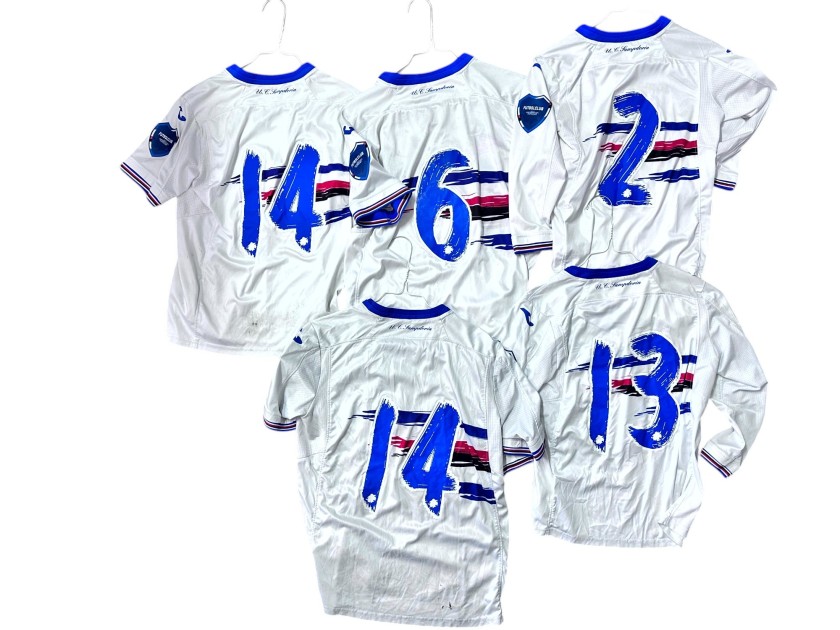 Sampdoria's Youth League Collection of Five Match-Issued Shirts