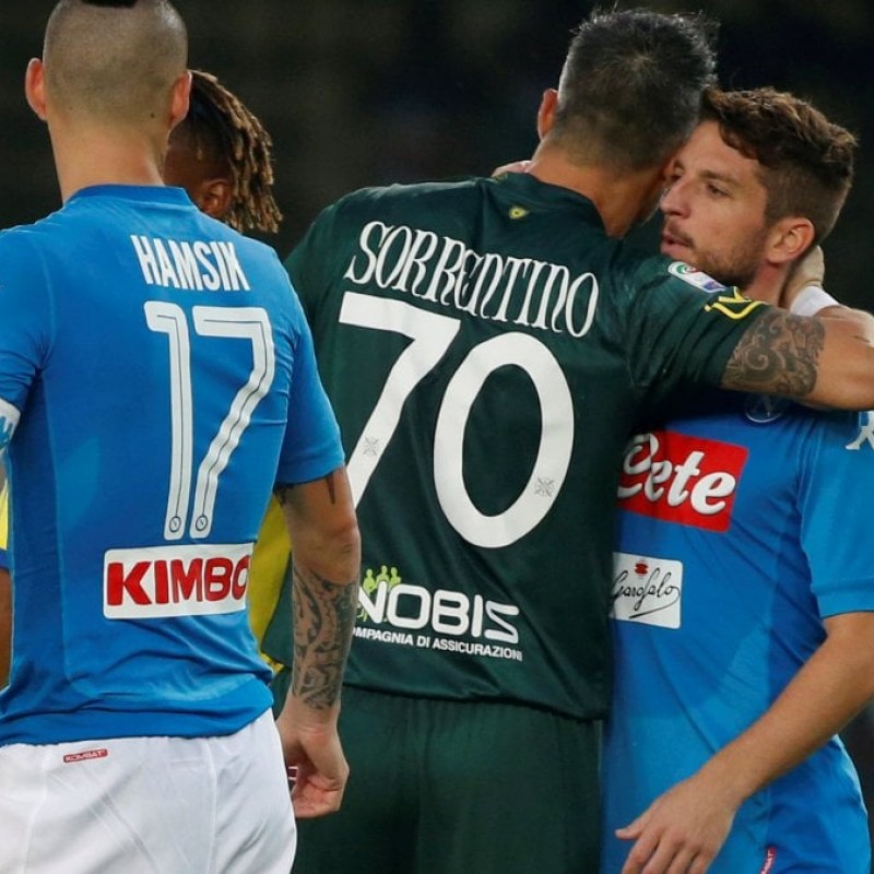 Sorrentino's Match-Worn 2017 Chievo-Napoli Gloves, #InCampoConSte