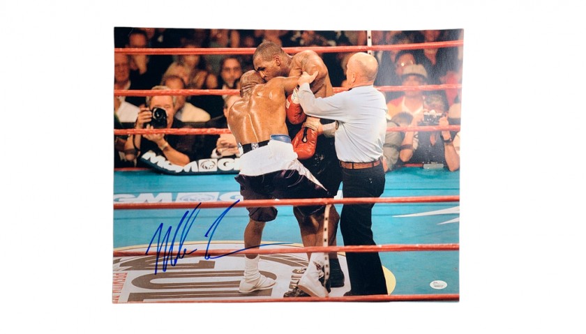Mike Tyson Signed Biting Evander Holyfield's Ear Off Photo