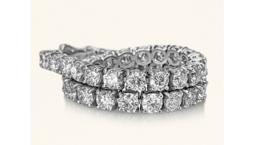 8.71 Carat E-G VVS Diamond 14K White Gold Bracelet