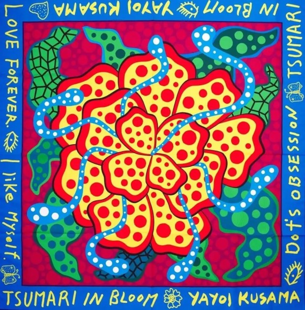 "Tsumari in Bloom Wrapping Cloth" by Yayoi Kusama