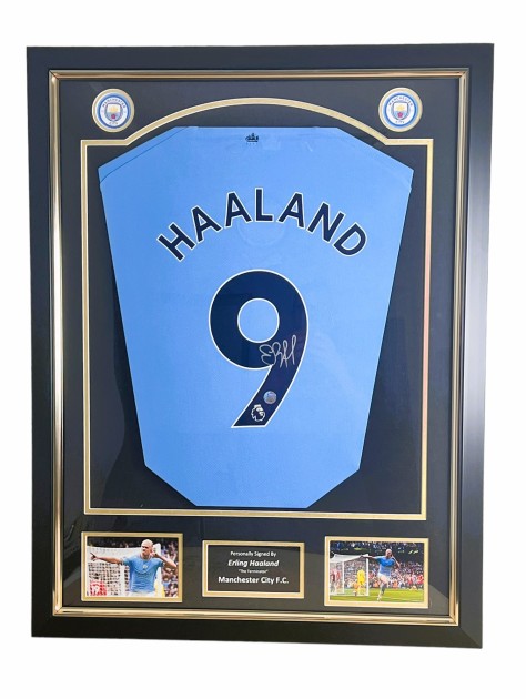 Erling Haaland's Manchester City 2022/23 Signed And Framed Shirt ...