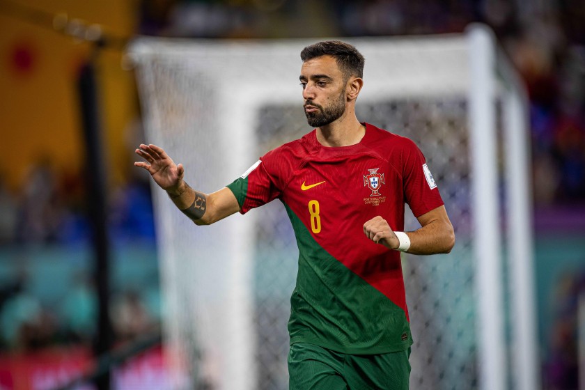 Bruno Fernandes' Worn and Unwashed Shirt, Portugal-Ghana WC Qatar 2022