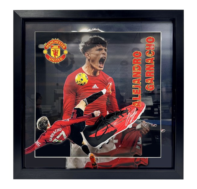 Alejandro Garnacho's Manchester United Signed and Framed Football Boot