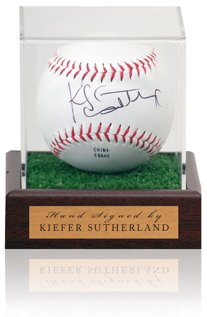 Kiefer Sutherland Signed Baseball in Display Case