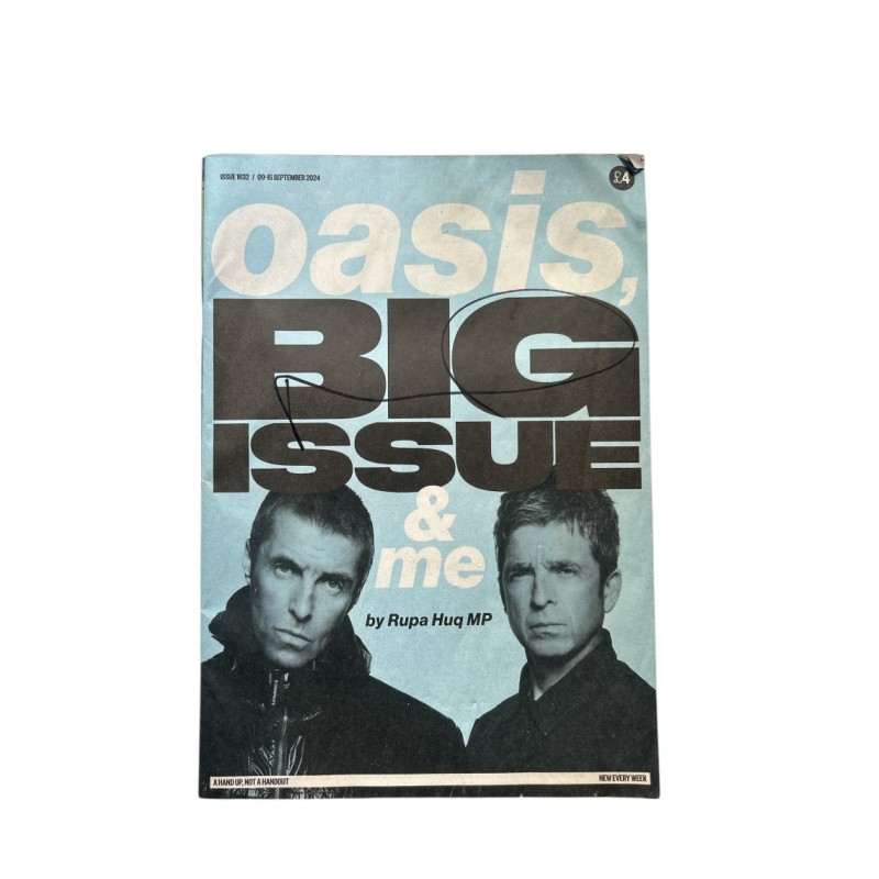 Noel Gallagher of Oasis Signed Big Issue Magazine