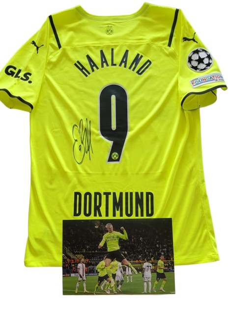 Maglia Haaland preparata Borussia Dortmund vs Besiktas 2021 - Autografata