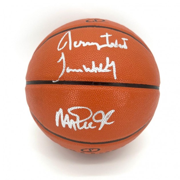 Magic Johnson, Jerry West and James Worthy Signed Basketball