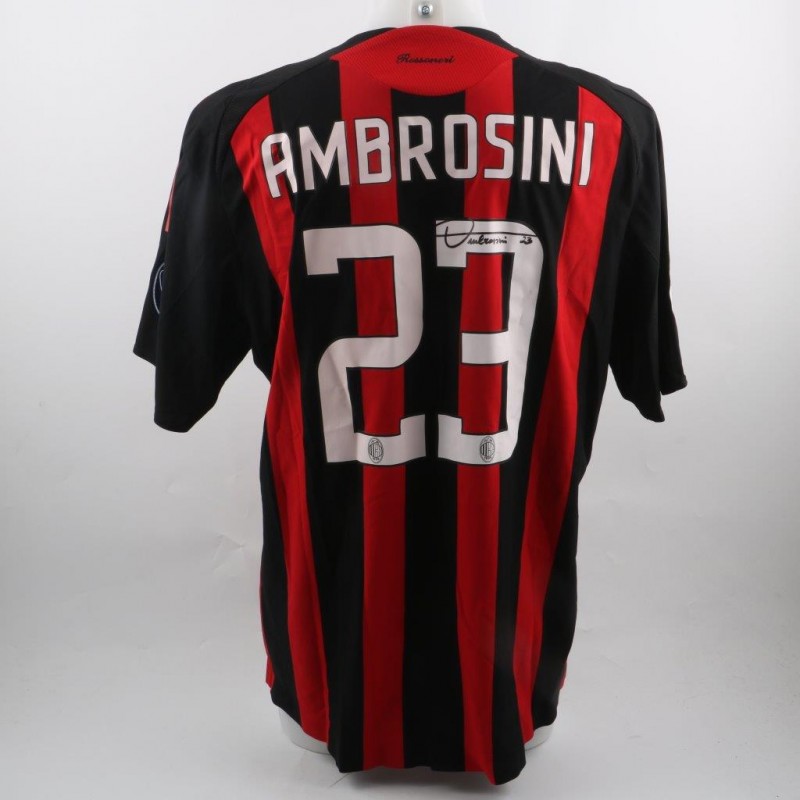 Ambrosini Milan shirt, issued/worn Serie A 08/09 - signed