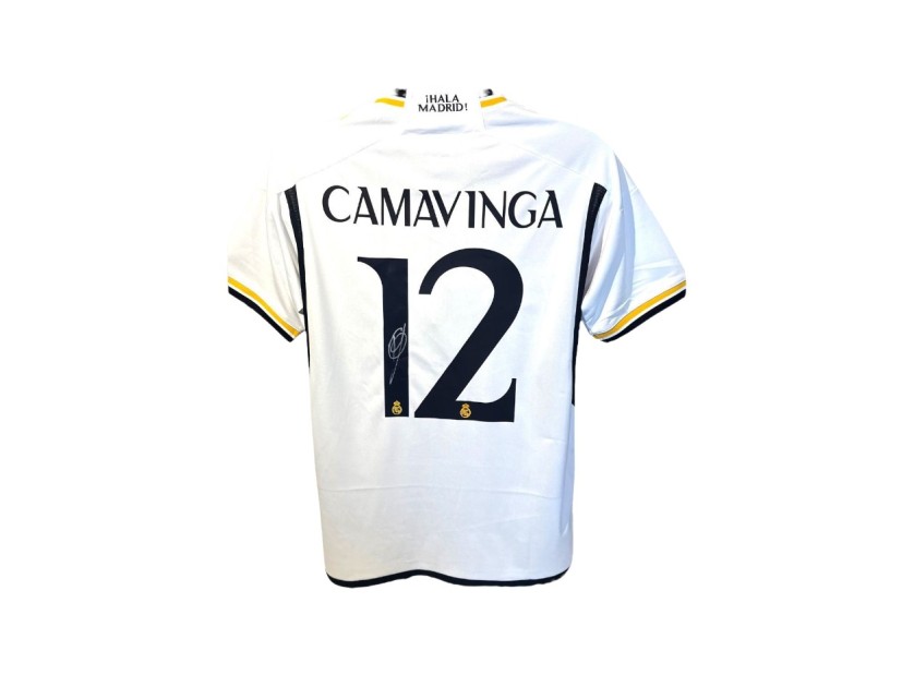 Maglia replica firmata di Eduardo Camavinga per il Real Madrid 2023/24