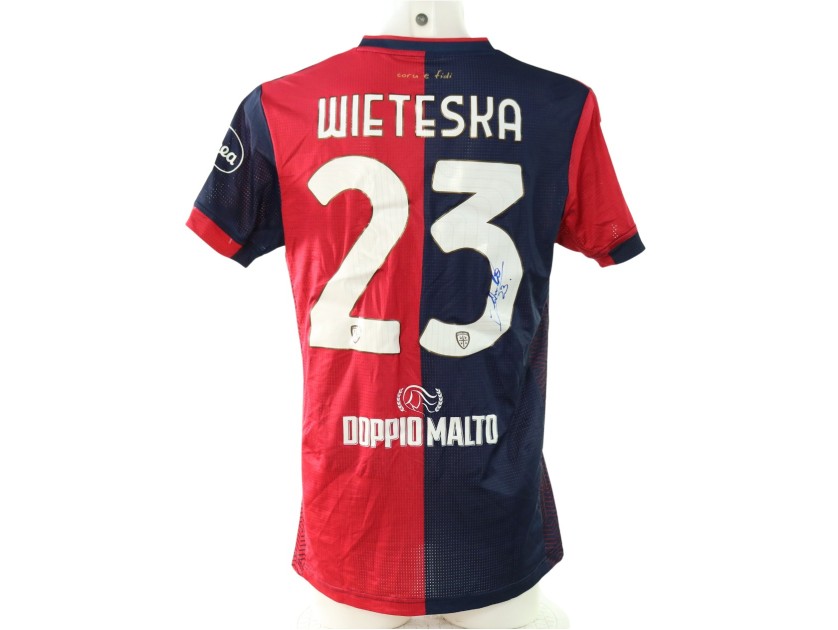 Wieteska's Signed Unwashed Shirt, Cagliari vs Milan 2024