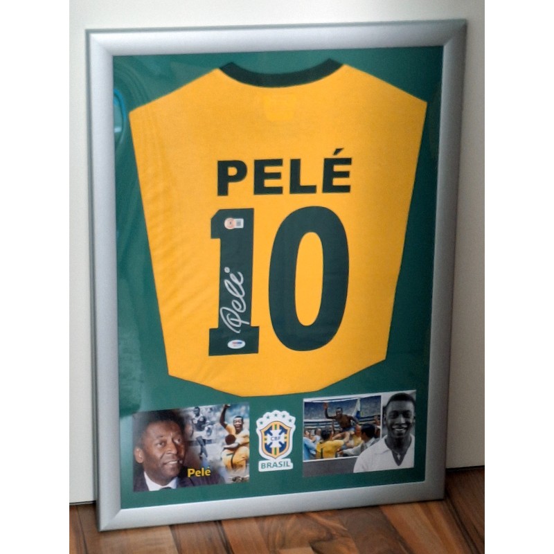 Pele's Brazil Signed And Framed Home Shirt