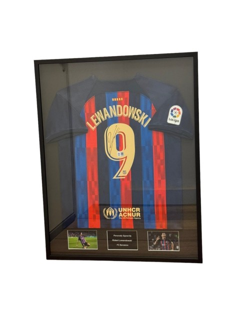 Robert Lewandowski's FC Barcelona Signed And Framed Shirt