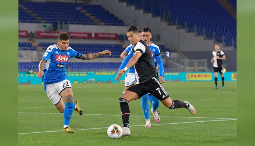 Napoli-Juventus Match-Ball, Coppa Italia 2020 - Signed by Ronaldo