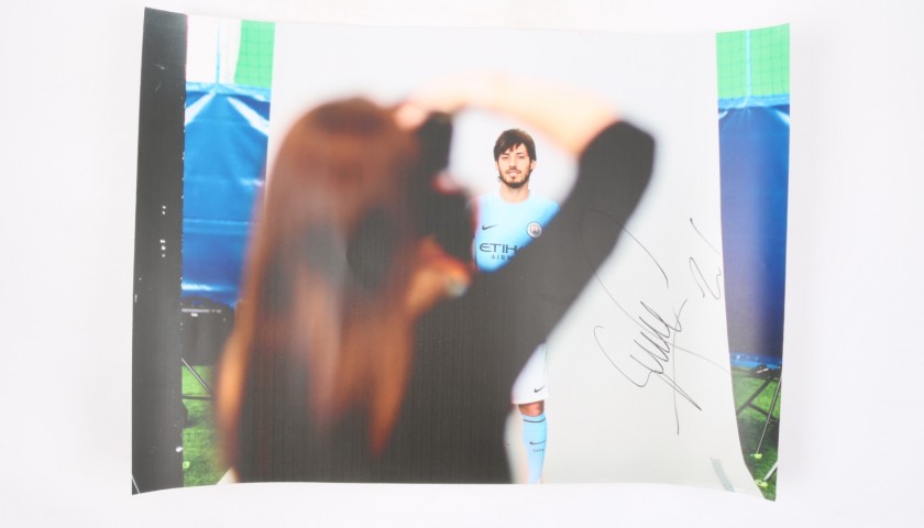 David Silva's Manchester City Kit Launch Signed Picture 
