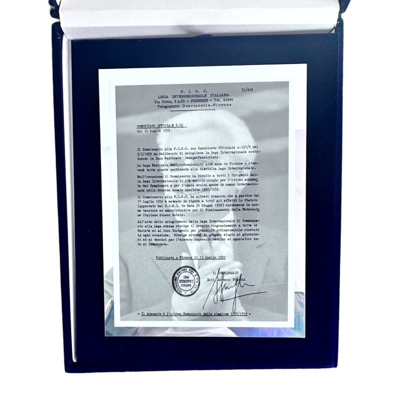 Lega Pro Birth Letter Box in Memory of Artemio Franchi