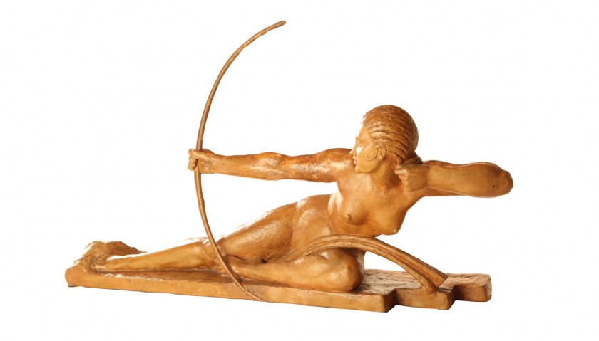 Terracotta Sculpture of Archer by Marcel Bouraine