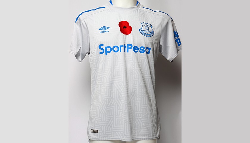 Issued Poppy Away Game Shirt Signed by Everton FC's Mason Holgate