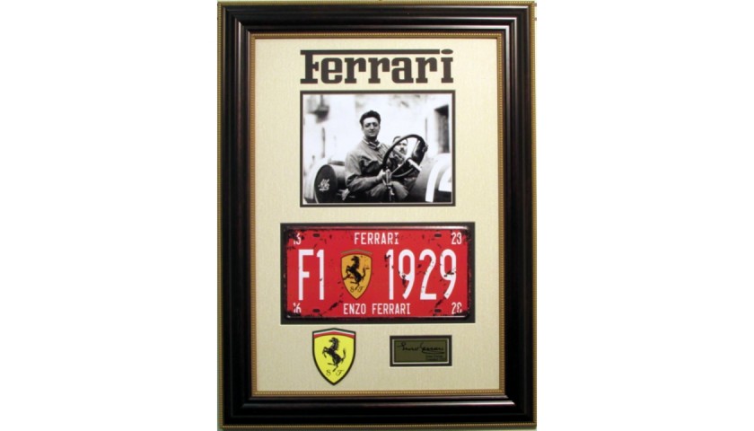 Enzo Ferrari License Plate Display with Signature 